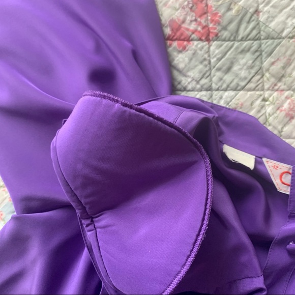 VINTAGE Purple Blouse Shirt Polyester Size M - Picture 12 of 12